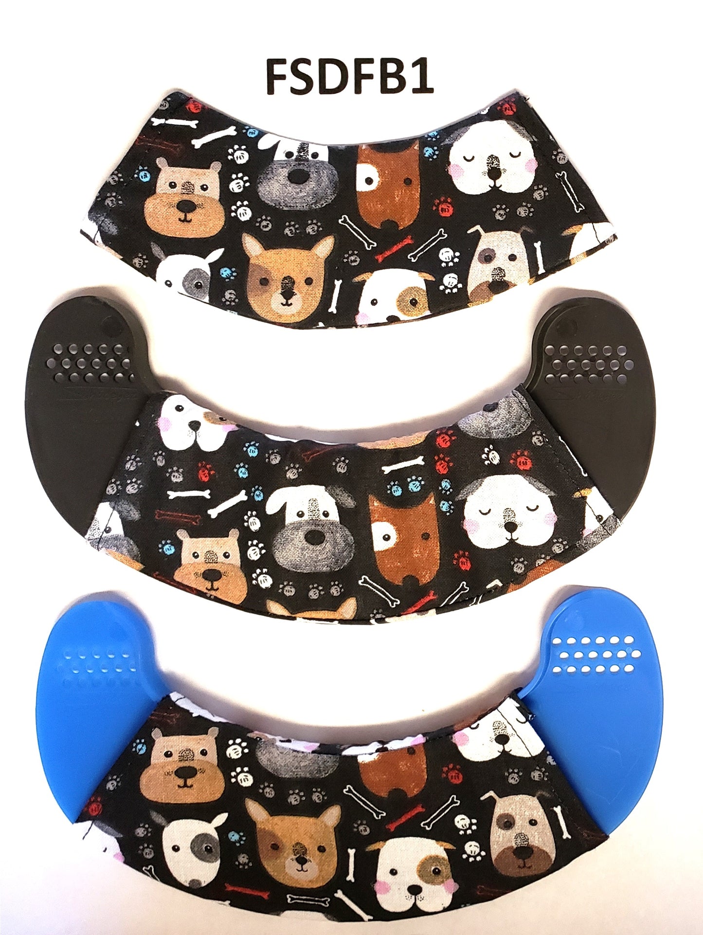 Fabric Sleeve - Dog Faces on Black